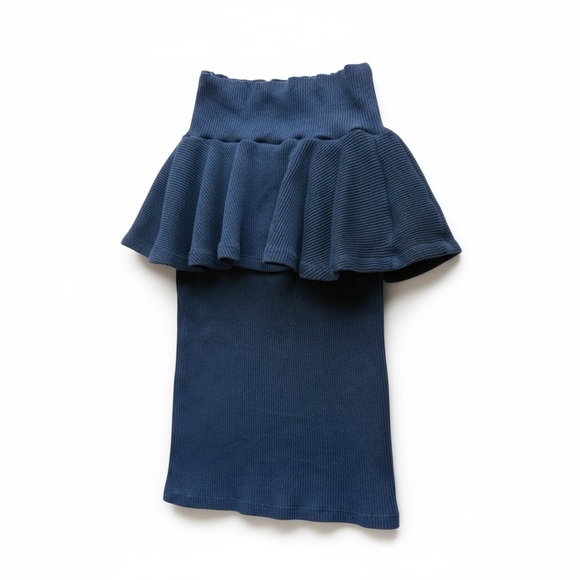 Betsey Johnson Vintage Archive Punk Black Knit Peplum Ruffle Skirt Sz P Rare USA - Picture 1 of 5
